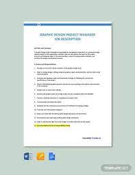 Graphic Design Project Manager Job Description Template Free Pdf Google Docs Word Apple Pages Template Net Job Description Template Graphic Design Projects Project Management
