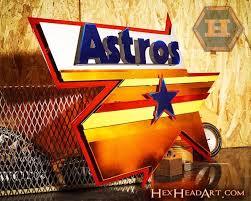 Houston Astros Retro Logo 3d Metal Artwork Hex Head Art Houston Astros Houston Astros Baseball Astros