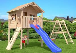 Fridolino Baumhaus Stelzenhaus Mit Kletterseilrampe Kinder Spielhaus Garten Spielplatz Design Luxus Baumhaus