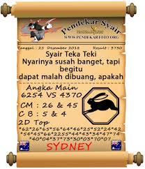 Syair Togel Sydney Hari Ini 25 Desember 2018 Sydney Kenangan Tanggal