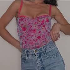 Nwt victoria's secret leopard mesh garter corset bustier lingerie 34b 12b (c24). Vintage Victorias Secret Bustier Top Purple Pink Depop Bustier Top Aesthetic Clothes Bustier