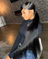 This black ponytail is a stunning hairstyle, and it is another ponytail worn for any occasion. ð¢ð§ð¬ð­ðšð ð«ðšð¦ ð¬ð¥ð¢ð¦ðžðð®ð¨ð®ð­ ð©ð¦ ðŸð¨ð« ð©ð«ð¨ð¦ð¨ Sleek Ponytail Hairstyles Hair Ponytail Styles Ponytail Styles