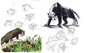 Story and character sketches of Bagheera from Disney's The Jungle Book |  Jungle book, Character sketches, Animation art