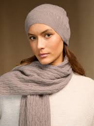 ALEJANDRO bonnet taupe clair chiné 100% cachemire