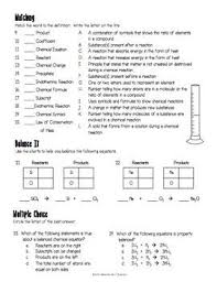 Introduction To Chemical Reactions Worksheet Chemical Reactions Chemical Changes Worksheets