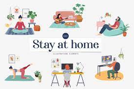Stay At Home Set Of Illustrations Stay At Home Illustration People Illustration