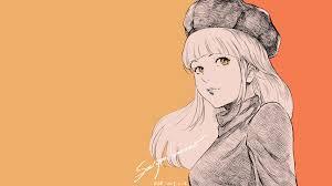 Names are in western order. Wallpaper Id 135943 Anime Girls Orange Looking Away Original Characters Simple Sketches Anime Hat Yellow Eyes Long Hair 2019 Year Simple Background Portrait