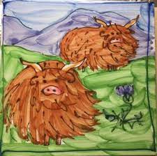 Scottish Creations Quality Gifts From Scotland S Top Designers Highland Cow Painting Ceramic Tiles Hand Painted Ceramics