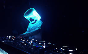 Download Wallpapers Dj Marshmello Edm Party Blue Neon Light Electronic Music Chris Comstock Dj Console Besthqwallpapers Com Blue Neon Lights Music Wallpaper Dj