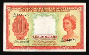 Malaya & British Borneo, 1953, 10 Dollars, P-3, S/N. A/46 144875, EF-AU. |  Unique World Coin Sdn Bhd