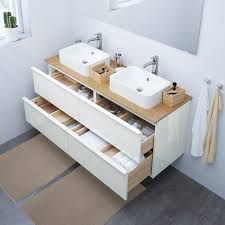 Godmorgon Tolken Horvik Cabinet Top 17 3 4x12 2 8 Sink High Gloss White Bamboo Brogrund Faucet 55 In 2020 Ikea Godmorgon Bathroom Vanity White Vanity Bathroom