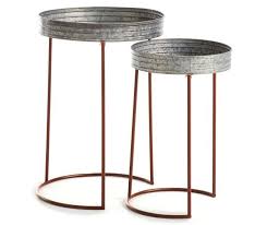 23 Inches And 27 Inches Galvanized Metal Nesting Tables Show Side By Side On A White Background In 2020 Metal Nesting Tables Nesting Tables Patio Side Table