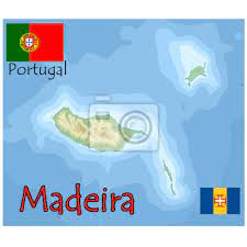 Wo ist madeira auf der weltkarte? Madeira Portugal Karte Flagge Emblem Leinwandbilder Bilder Wiedersehen Madeira Mauritius Myloview De