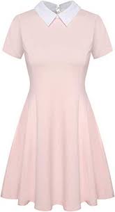 Beautiful Aphratti Women S Short Sleeve Casual Peter Pan Collar Flare Dress Fashion Womens Dresses 25 9 Flare Dress Pastel Pink Dress Peter Pan Collar Dress