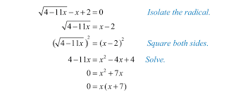 First, they identify the negative number in each equation and pull out from under the radical sign as i. Solving Radical Equations