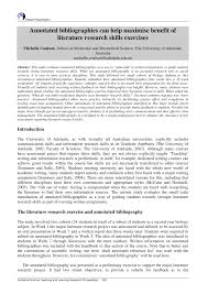 You put all the information for your citations into a generator. Pdf Annotated Bibliographies Can Help Maximise Benefit Of Literature Research Skills Exercises