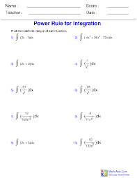 A worksheet on integrating sums of powers (positive and negative) of x. Calculus Worksheets Indefinite Integration For Calculus Worksheets