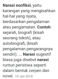 Sebutkan Contoh Teks Narasi Nonfiksi Kak Tlong Bantu Y Kaksoalnya Di Tumpukkk Bskk Brainly Co Id