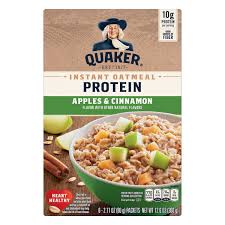 10.8% 9.6% 79.5% total fat protein total carbohydrate 160 cal * the % daily value (dv) tells you how much a nutrient in a serving of food contributes to a daily diet. Save On Quaker Protein Instant Oatmeal Apples Cinnamon 6 Ct Order Online Delivery Stop Shop