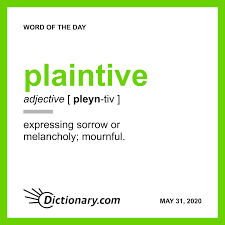 Word Of The Day Plaintive Dictionary Com In 2020 Word Of The Day Words Uncommon Words