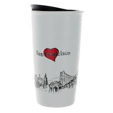 San Francisco Whimsy with Heart Ceramic Travel Mug : Cable Car Store