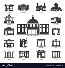 Building Icons Set Government Buildings Royalty Free Vector Ad Set Government Building Icons Ad Building Icon Vector Free City Vector
