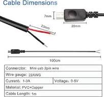 Amazon.com: XMSJSIY Mini USB Male Pigtail Power Cable Wire 5V 3A Mini-B  Plug to 2 Pin Bare Wire Open End Connector Charge Cord 22AWG -5Pcs (1M)… :  ...