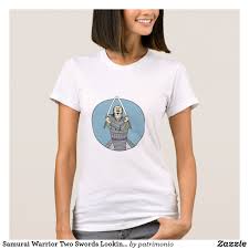 T Shirt For Women With A Samurai Warrior Holding Two Swords With Arms Crossed Looking Up Viewed From The Front S Shirt Drawing T Shirts For Women Shirt Designs