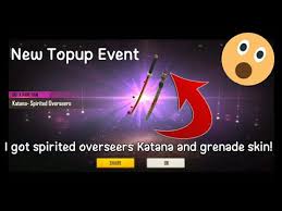 I got swordsman katana in new free spin event. Free Fire New Topup Event I Got Spirited Overseers Katana And Grenade Skin Free Fire Today Event Youtube