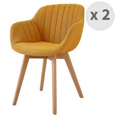 Agrafez le tissu sur l'envers en commençant par la haut de l'assise, puis le bas, la gauche et la droite. Chaise Scandinave Jaune Moutarde Steffy Tissu Dossier Confortable Lot De 2