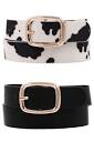 BLACK-WHITE Faux Fur Cow Belt Set - Belts