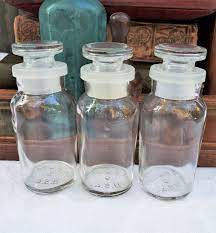 Most of our candle jars come with an option to add a lid or can be purchased without. Small Vintage Bottles Apothecary Jars With Lids Set Of 3 Clear Glass Top Spice Jar T C W Co Wheaton Glass Vanity Bathroom Decor Vintage Bottles Apothecary Jars Spice Jars