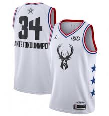 Giannis rips his jersey by biting after airball free throws then destroys entire thunder! Men S Giannis Antetokounmpo Milwaukee Bucks 2019 All Star Game Jersey White