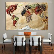 Hanging dining room wall art must include pieces that are chosen purely for their aesthetically pleasing nature. Buy Foodie World Map Canvas Print Wall Art Decor
