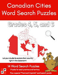 Free fun puzzles and games. Canadian Cities Word Search Puzzles Canadian Geography Grades 4 5 6