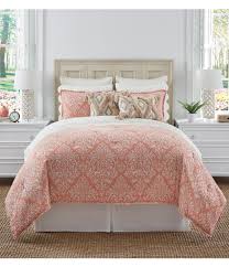 1 comforter, 1 fitted sheet, 1 pillowcase + 1 tote bag. Southern Living Coastal Collection Calais Coral Medallion Comforter Set Dillard S