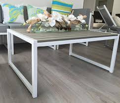 Living room coffee table coffee table with storage square wood coffee table coffe table coffee table wood modern coffee tables coffee tables for sale table cheap coffee table. Anacapri White Aluminum And Faux Wood Modern Outdoor Coffee Table Large