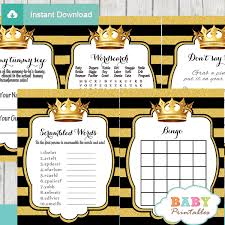 Black And Gold Royal Prince Baby Shower Games D271 Baby Printables