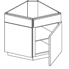 Beveled corner with a door (45 degree corner) and as above inside. Ashford Series Grey Shaker Base End Corner Kitchen Cabinet 2 Doors 1 Shelf I