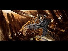 Skill, trait and item data cannot be loaded at the moment. Tiger Mit Schwert Digitale Tapete Fantasy Animals Tiger Warrior Bildschirmhintergrund Wallpaperbetter