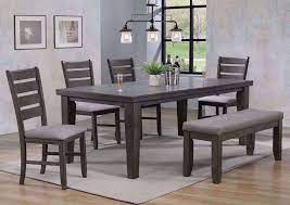 It has a white display cabinet with wooden. Bardstown 6 Piece Dining Table Set Gray Home Furniture Plus Bedding