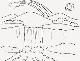 Lukisan pemandangan alam panen padi dengan air terjun 2 x 1 meter. Contoh Gambar Pemandangan Air Terjun Yang Mudah Ditiru