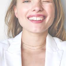 NWT JULES SMITH DOUBLE DELICATE DAINTY CRYSTAL SILVER CHAIN CHOKER NECKLACE