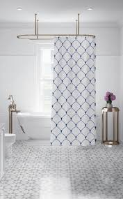 Royal Blue Art Deco Custom Fabric Shower Curtain Geometric Bath Curtain Machine Washable Extra Long 71x74 Curtain S Tenda Doccia Doccia Tende Geometriche