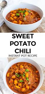Instant Pot Beef And Sweet Potato Chili Whole30 Paleo Sweet Potato Chili Paleo Beef Recipes Beanless Chili Recipe