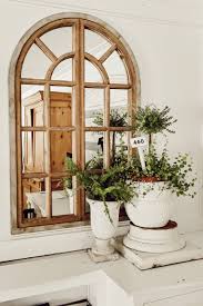 Barnyard designs rustic wood window frame wall decor, decorative wooden cathedral arch, farmhouse wall art home decoration, distressed white finish, 31.5 x 15.75 x 1. Rustic Farmhouse Arched Window Mirror Liz Marie Blog