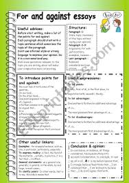 For And Against Essays Esl Worksheet By Truji78 In 2020 Writing Worksheets Essay Writing Cursive Writing Worksheets