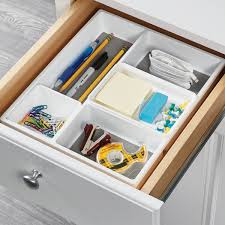 Table smaller size has a practical drawer. Desk Drawer Organizers Drawer Inserts Office Drawer Organizers The Container Store