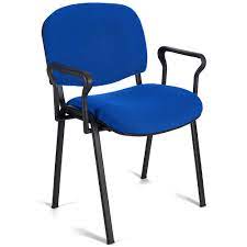 Chaise visiteur avec accoudoirs d'occasion. Chaise Visiteur Moby Base Avec Accoudoirs Pietement Noir Et Tissu Bleu Chaisepro Fr