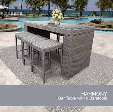 Situate bar height table sets toward the skyline or a scenic vista to settle into the contoured comfort of our bar chairs. Wicker Bar Table And Backless Stools 7 Piece Bar Height Patio Set